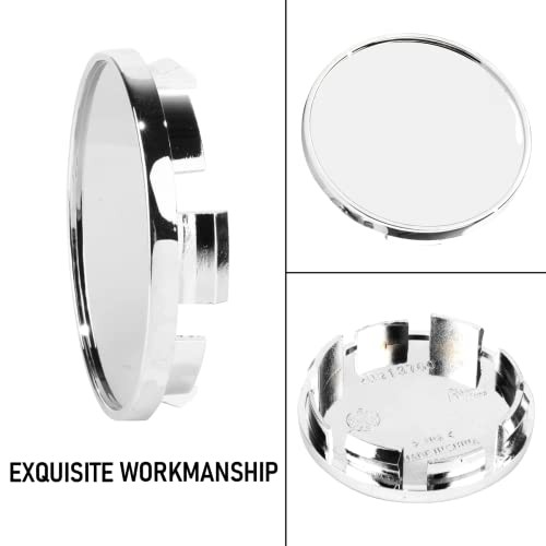 RT 4pcs 2.5in Wheel Center Caps OD: 64.5mm / 2.54″, ID: 58mm / 2.28″ Chrome