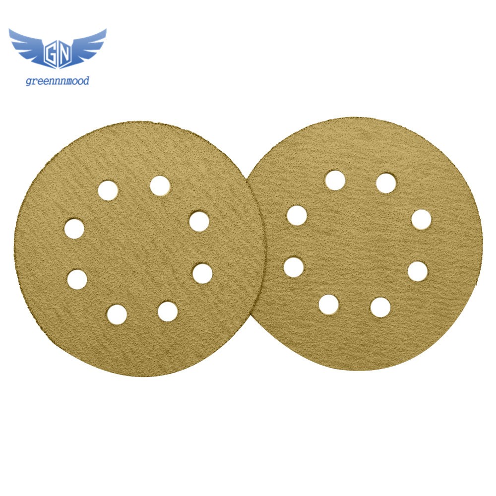 100Pcs 5inch Sanding Discs Hook and Loop 8 Holes Flocking Sand Paper 60-320 Grit