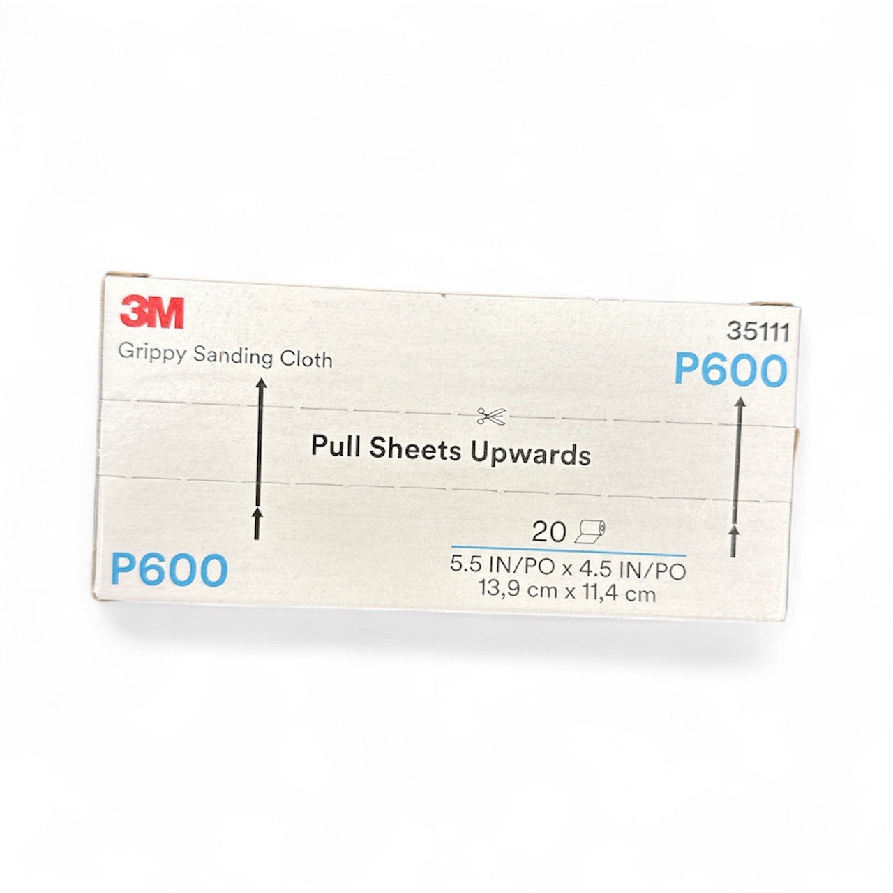 3M Grippy Sanding Cloth 35111 P600 Grade 5.5 In x 4.5 In 20 Sheets