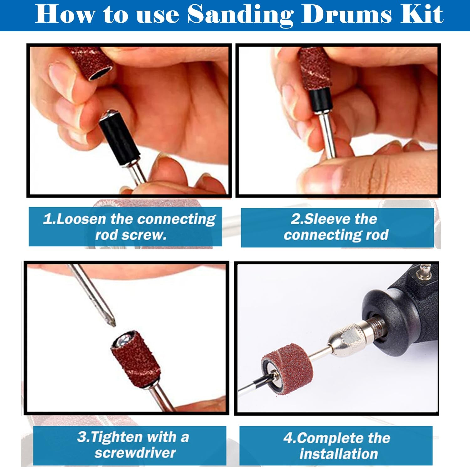Sunxeke Sanding Drum Set for Most Rotary Drum+Sanding Bits