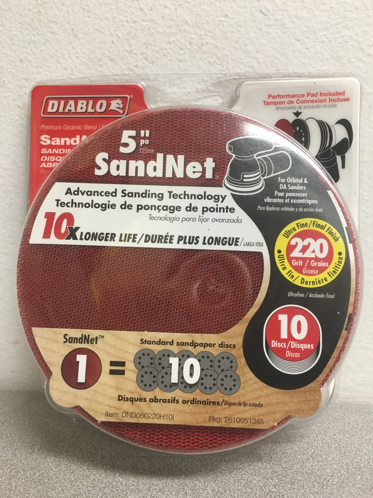 Diablo SandNet 5″ Aluminum Oxide Hook/Lock Sanding Disc 400 Grit Super Fine 10pk