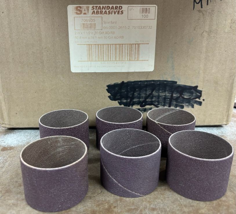 (6) Standard Abrasives 706935 2″ x 1-1/2″ Spiral Band 80 Grit Aluminum Oxide