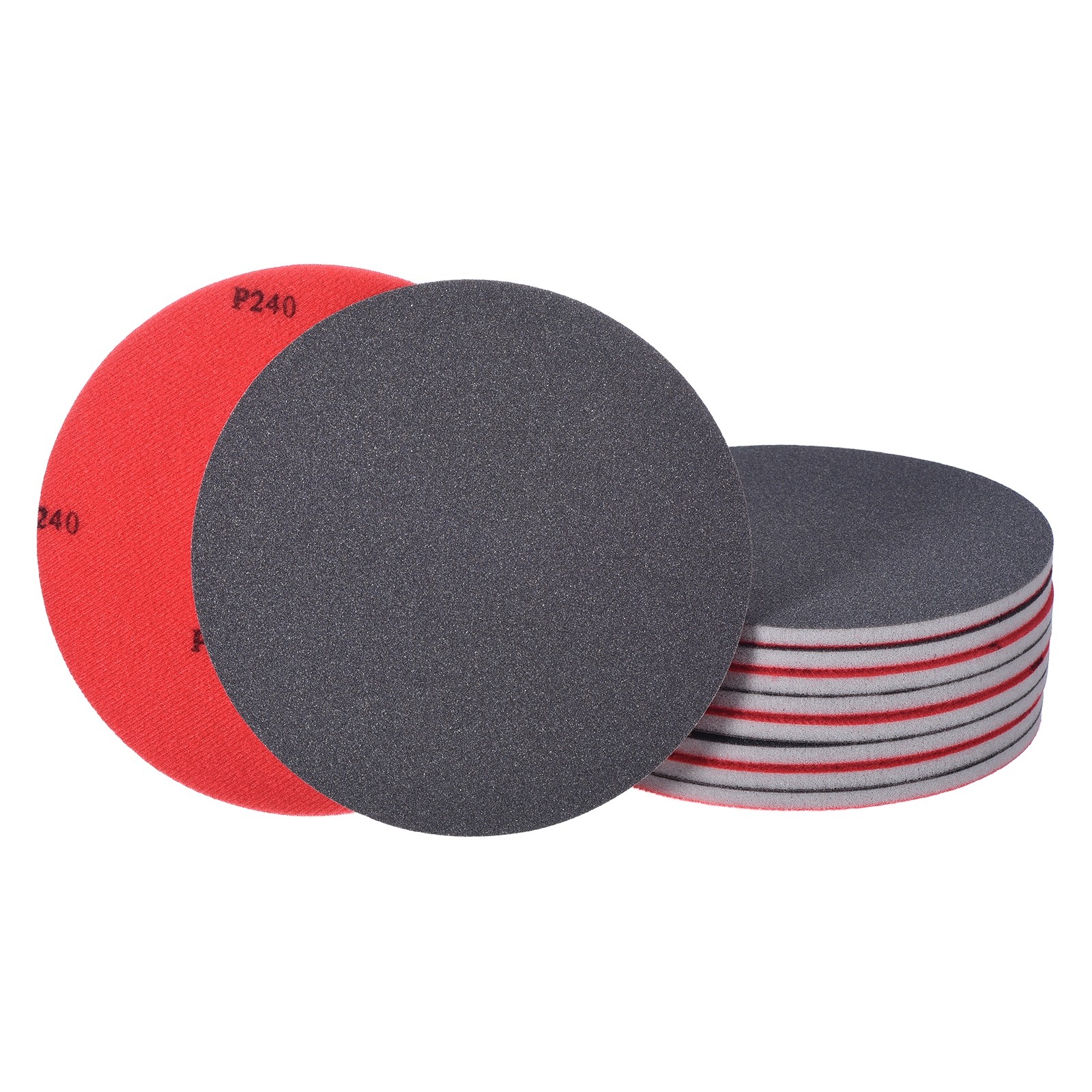 10 Pcs 240 Grit 6 Inch Hook and Loop Sponge Sanding Disc for Sander, Black