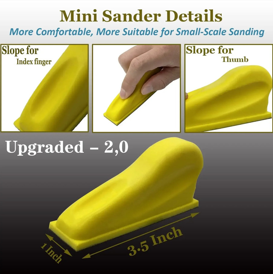 71pcs Polishing Set-3.5″ × 1″ Mini Sandpaper Kit with Hook & Loop Sanding Block