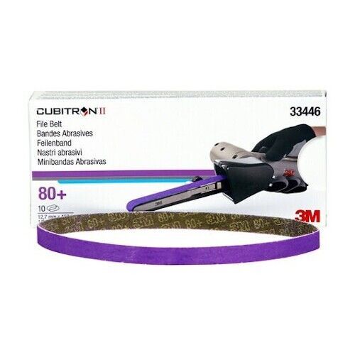 3M Cubitron II 33446 File Belts, 1/2 in W x 18 in L, 80 Grit, Purple, 10 belts