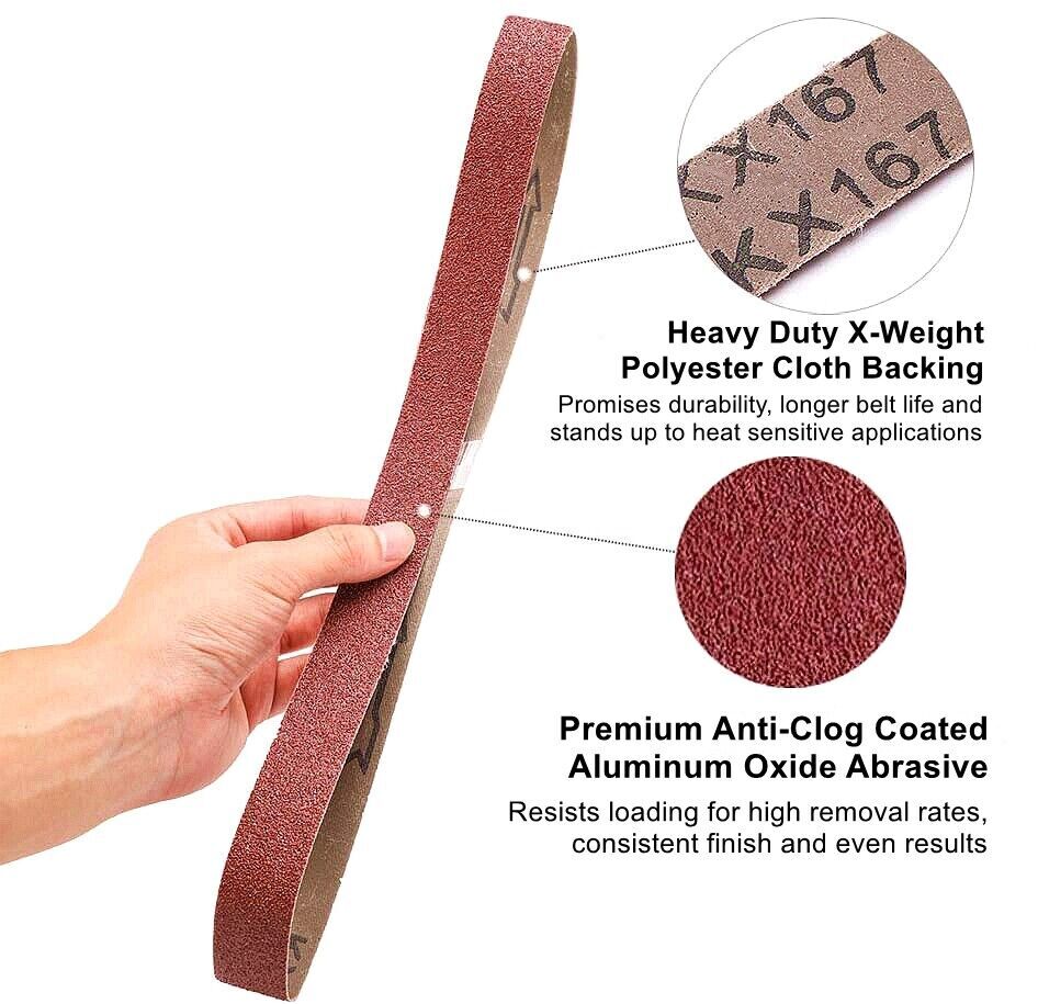 18PCS 1×42 inch Sanding Belts Belt Sander Sandpaper 60 80 120 150 240 400 Grit