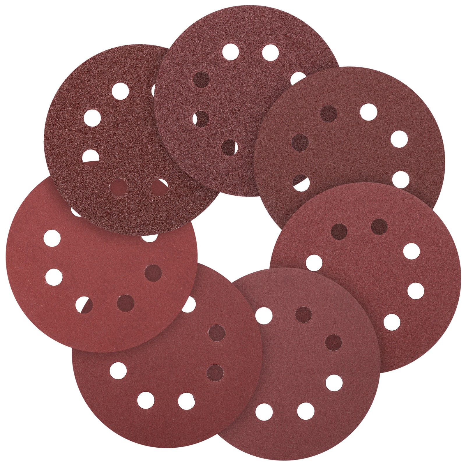 80 Pcs 125mm 5 Inch Sanding Disc 40/60/80/100/150/180/240/320 Grit 8 Hole