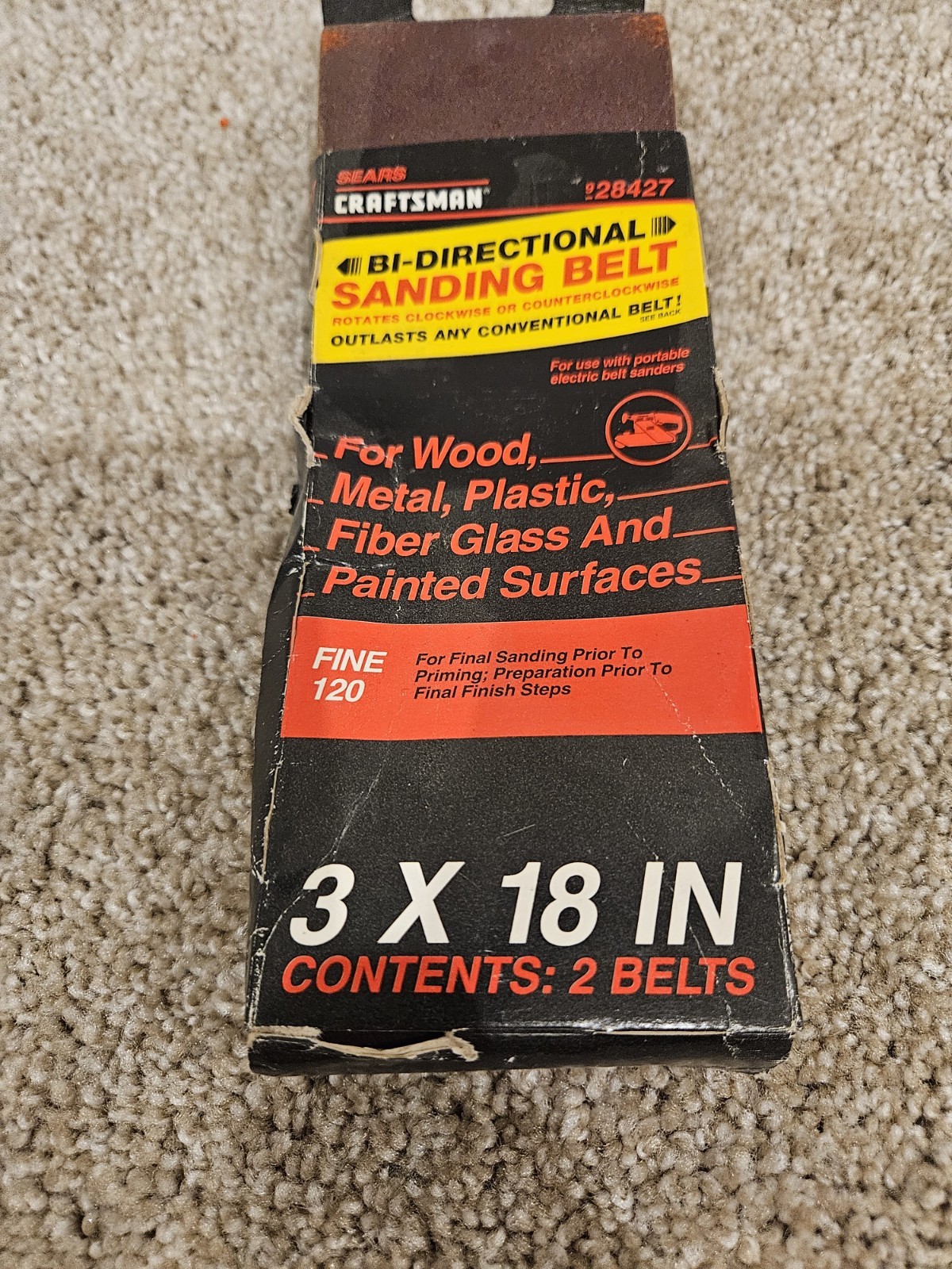 set of two Sears Craftsman 928427 bi-directional sanding belts