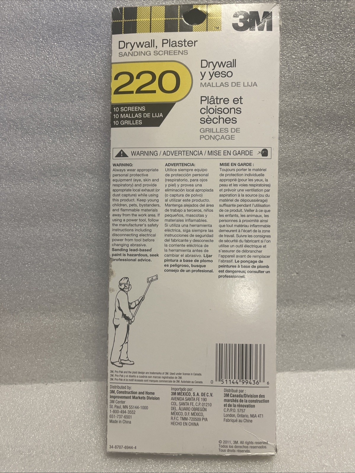 3M ProPak 220 Grit (10/Pack). Drywall Sanding Screens. 4-3/16 In. x 11-1/4 In.