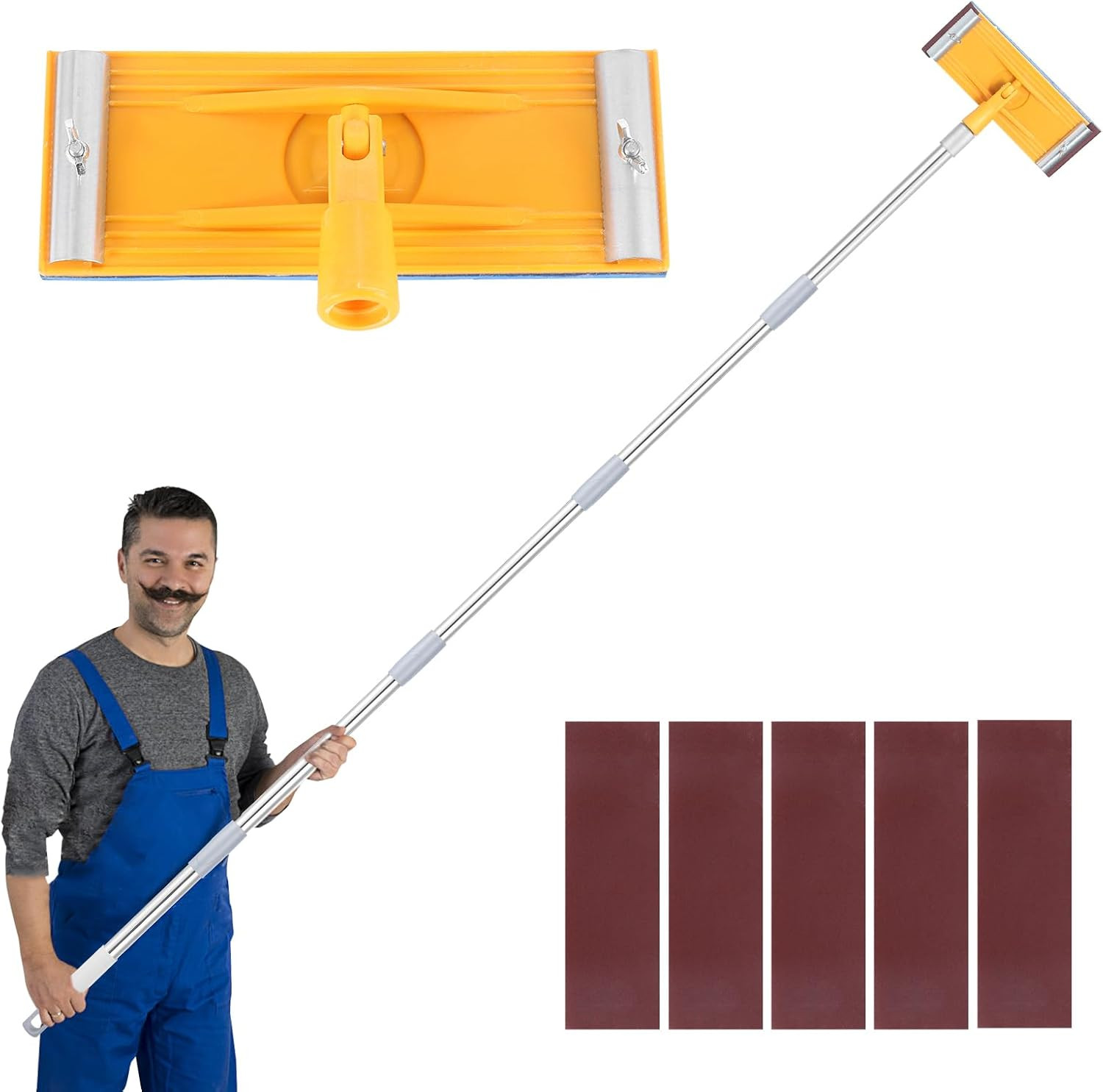 Pole Sander Drywall, 31-74-inch Manual Hand Drywall Sander with Extension Pole.