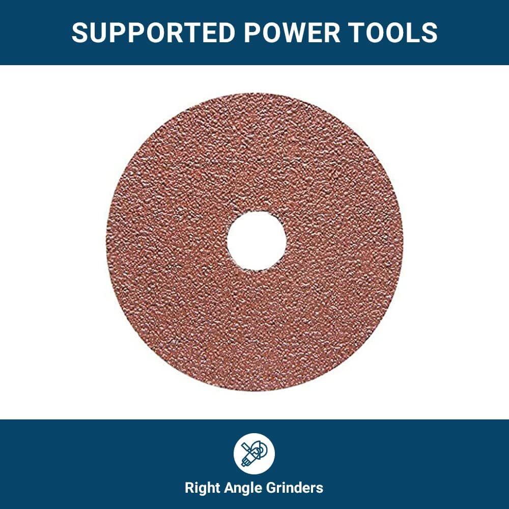 25PCS 4-1/2″ Aluminum Oxide Resin Fiber Grinding Sanding Discs for Wood 120Grit