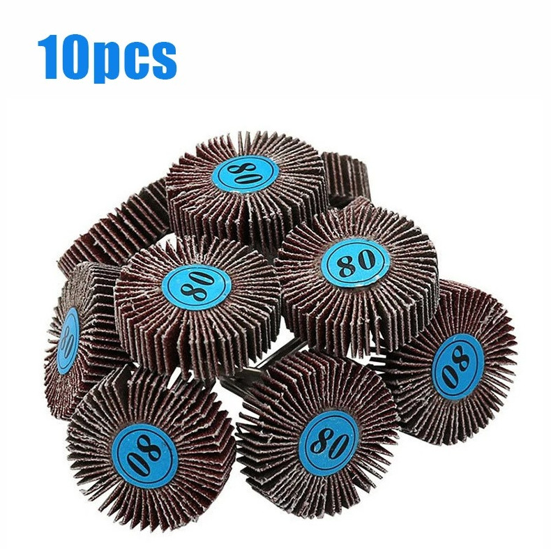 10pcs 80 Grit Sanding Flap Wheel Discs with 3mm Shank for Rotary Tools – NEW