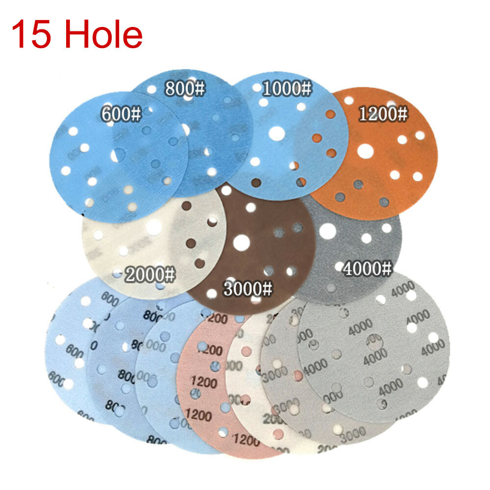 150mm Hook and Loop Sanding Disc 6″ Soft Sandpaper Pads Orbital 6/9/15/17 Hole