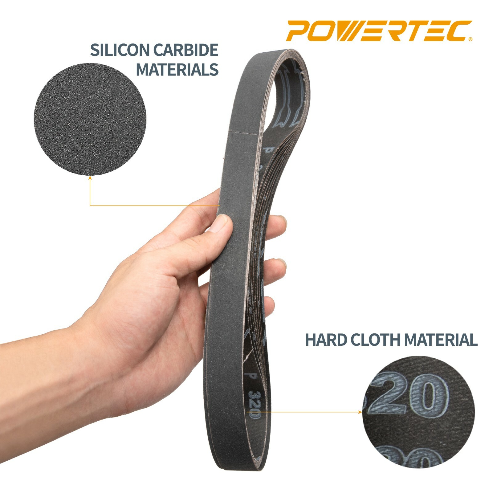 POWERTEC 1 x 42″ Sanding Belts 400Grit Silicon Carbide Sandpaper-10pcs (414240S)