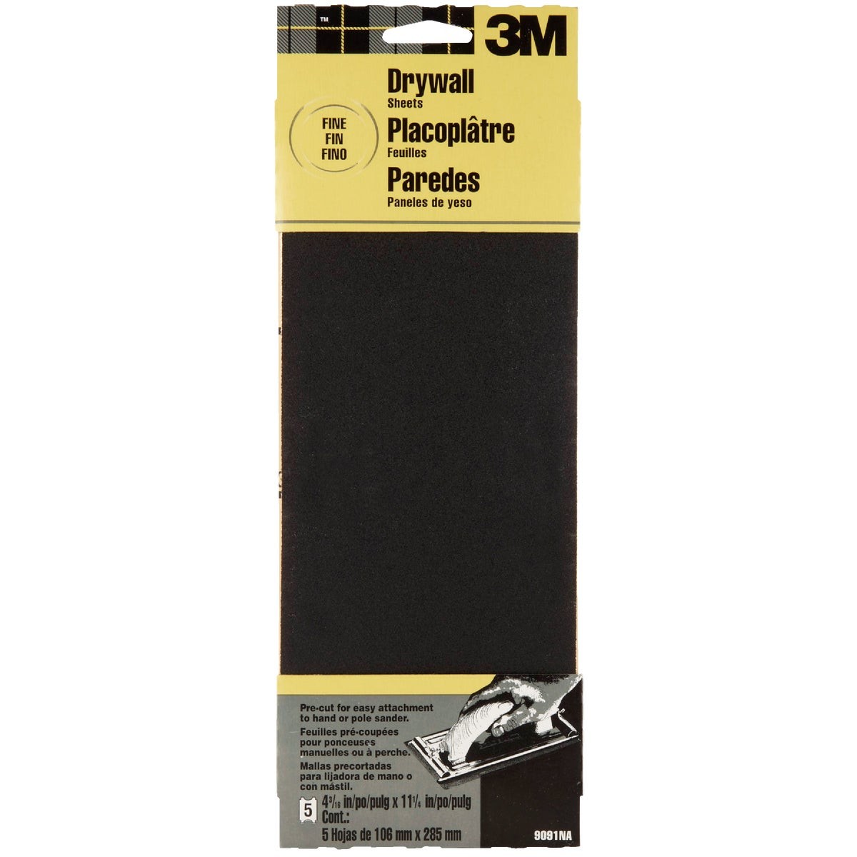 3M 4-3/16 In. x 11-1/4 In. Drywall Sanding Sheets, Fine (2-Pack) 9091NA 3M