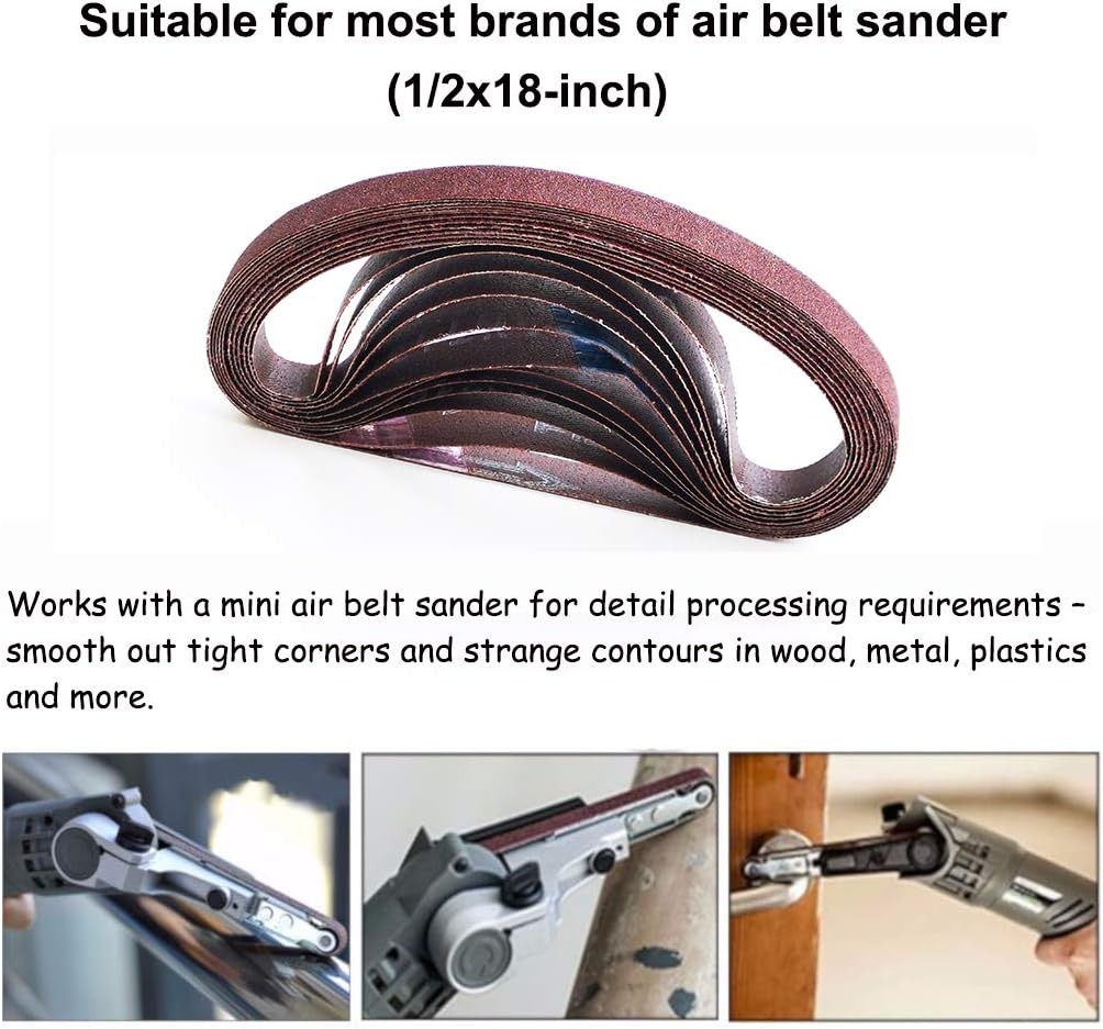 1/2 x 18 Inch Aluminum Oxide Sanding Belts, 4 Each of 40/60/80/120/180/240