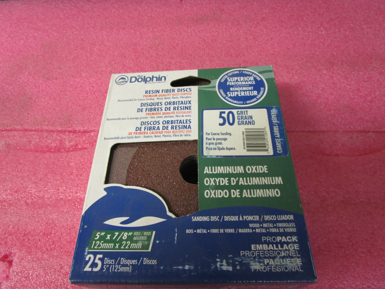 Qty (25) Blue Dolphin 50 Grit Premium Quality Aluminum Oxide Sanding Disc 5″x7/8
