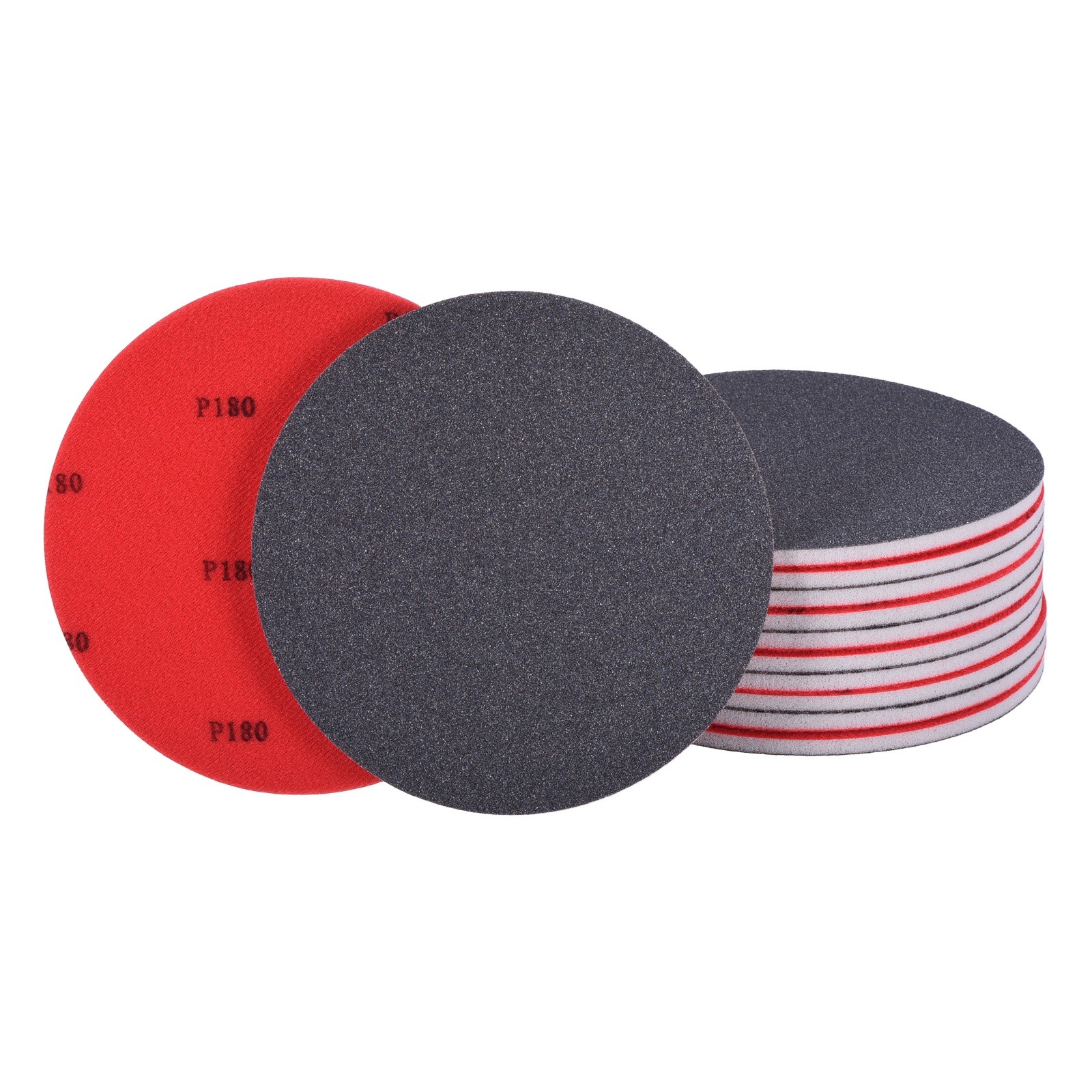 10 Pcs 180 Grit 6 Inch Hook and Loop Sponge Sanding Disc for Sander, Black