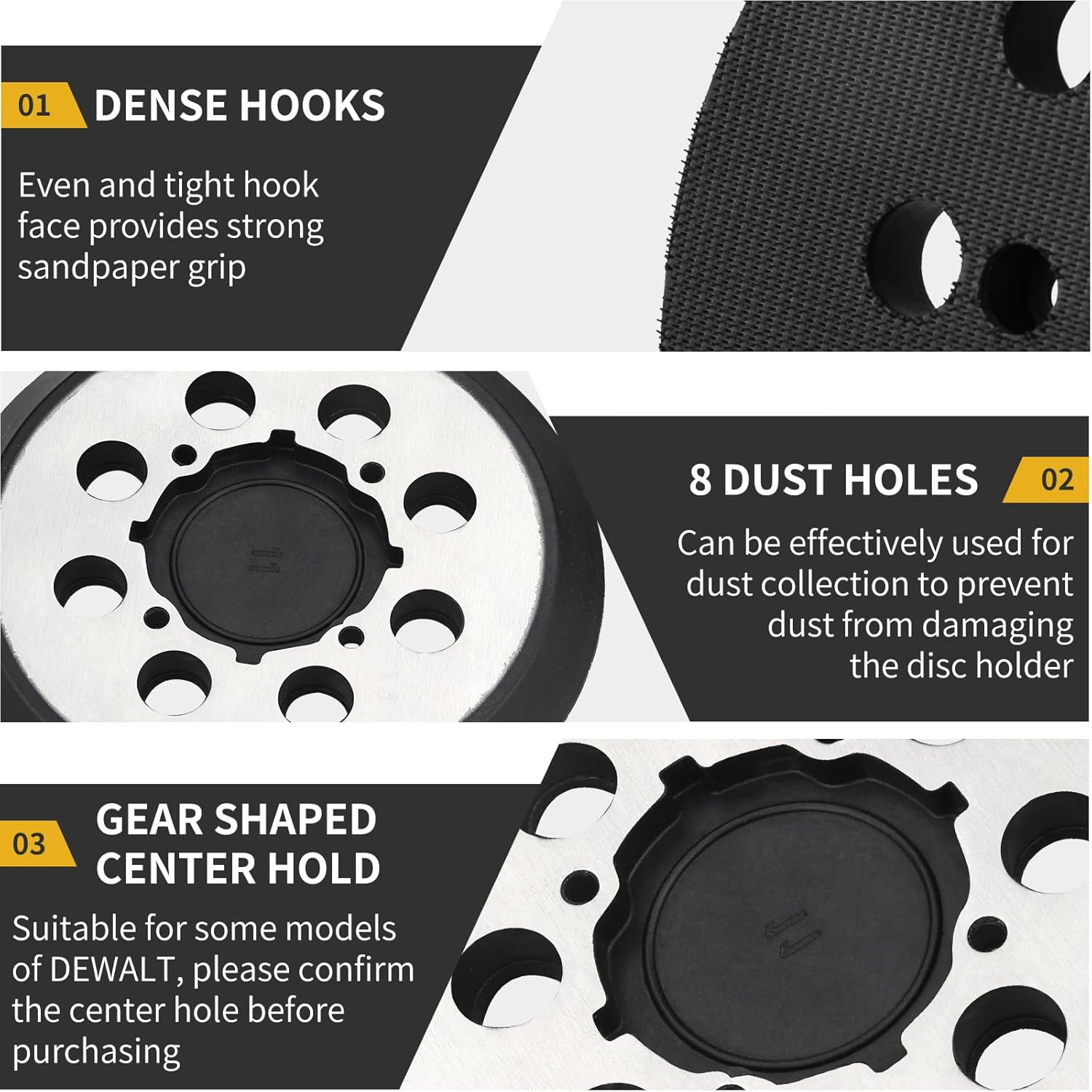 2 Pack 5″ 8 Hole Hook & Loop Replacement Orbital Sander Metal Pad Compatible