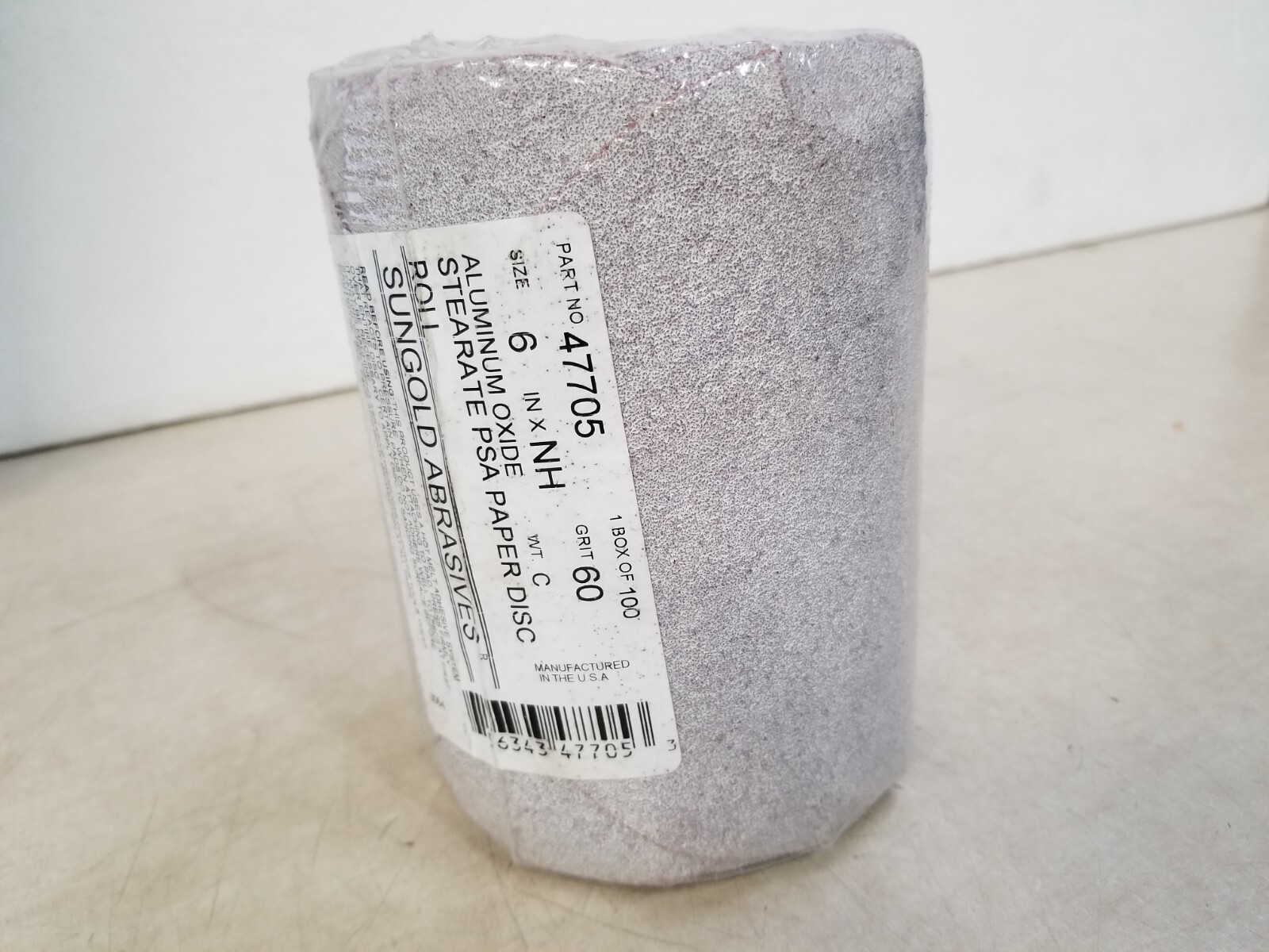 Lot of 100 – Sungold Abrasives Paper Disc Roll 6″ x NH (60 Grit) 47705