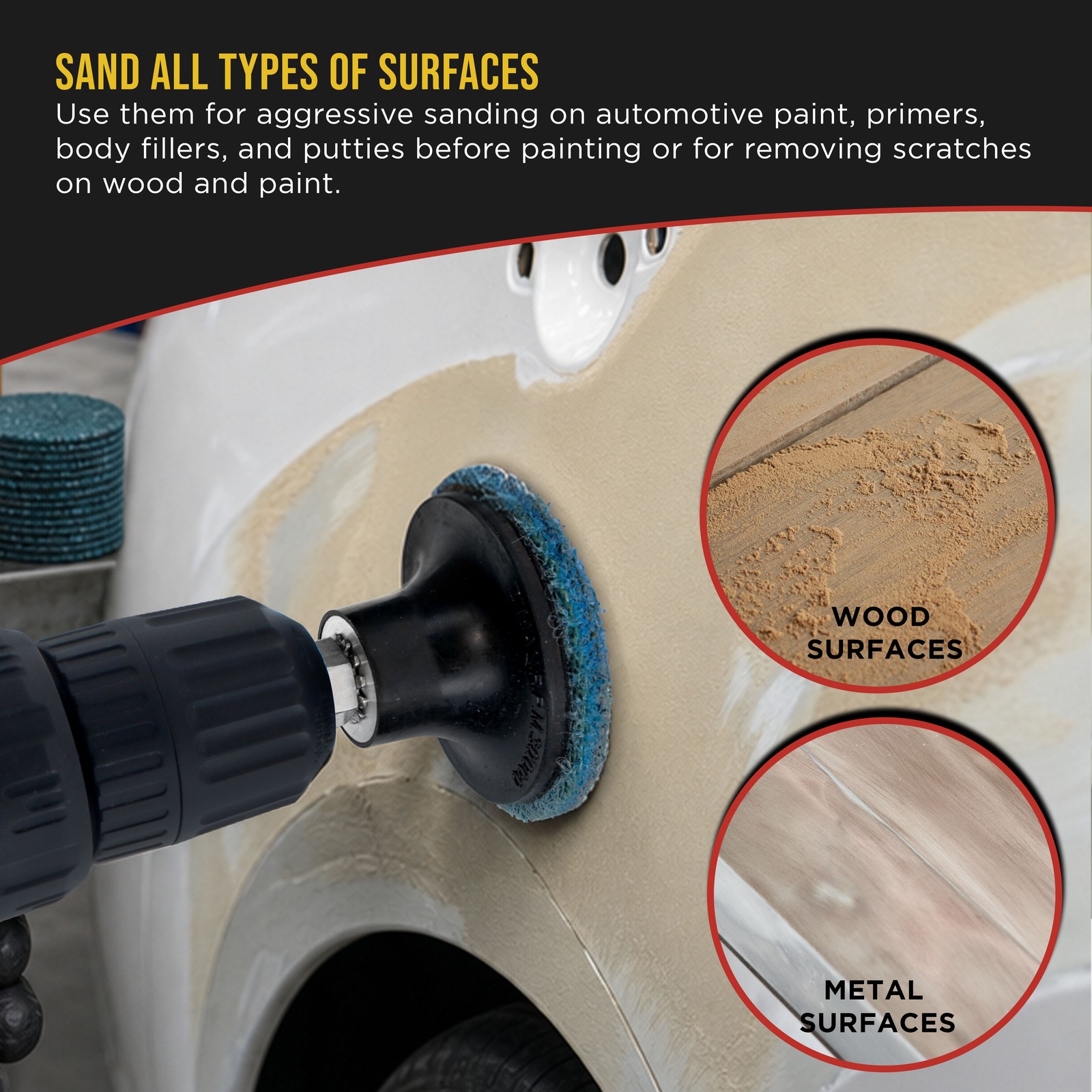 Dura-Gold 46 pc 2″ Diameter Surface Conditioning Sanding Discs Variety Pack, Pad
