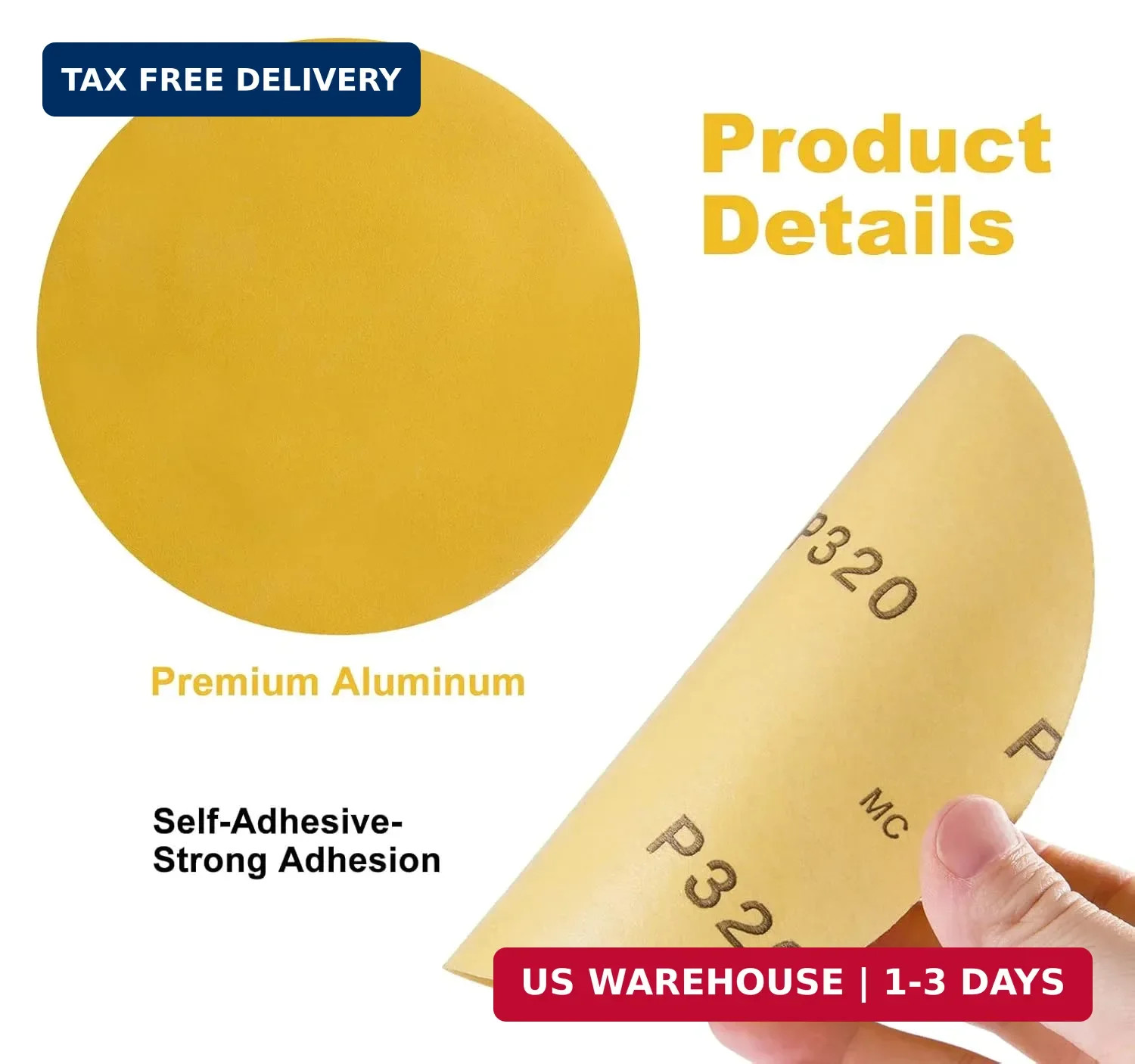 6 Inch 100 PCS Sanding Discs 320 Grit PSA Sanding Disc Aluminum Oxide Self Adhes