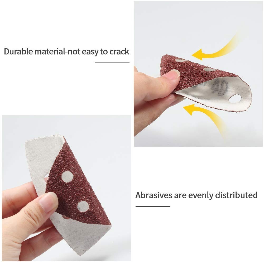 Versatile 90mm Hook & Loop Triangle Sanding Pads – 50 Pcs, 40 Grit Finish