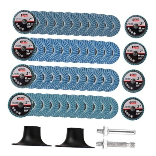 PCS 2 Inch Flap Discs for Die Grinder with 1/4″ Holder | 36/60/80/120 Grit 50