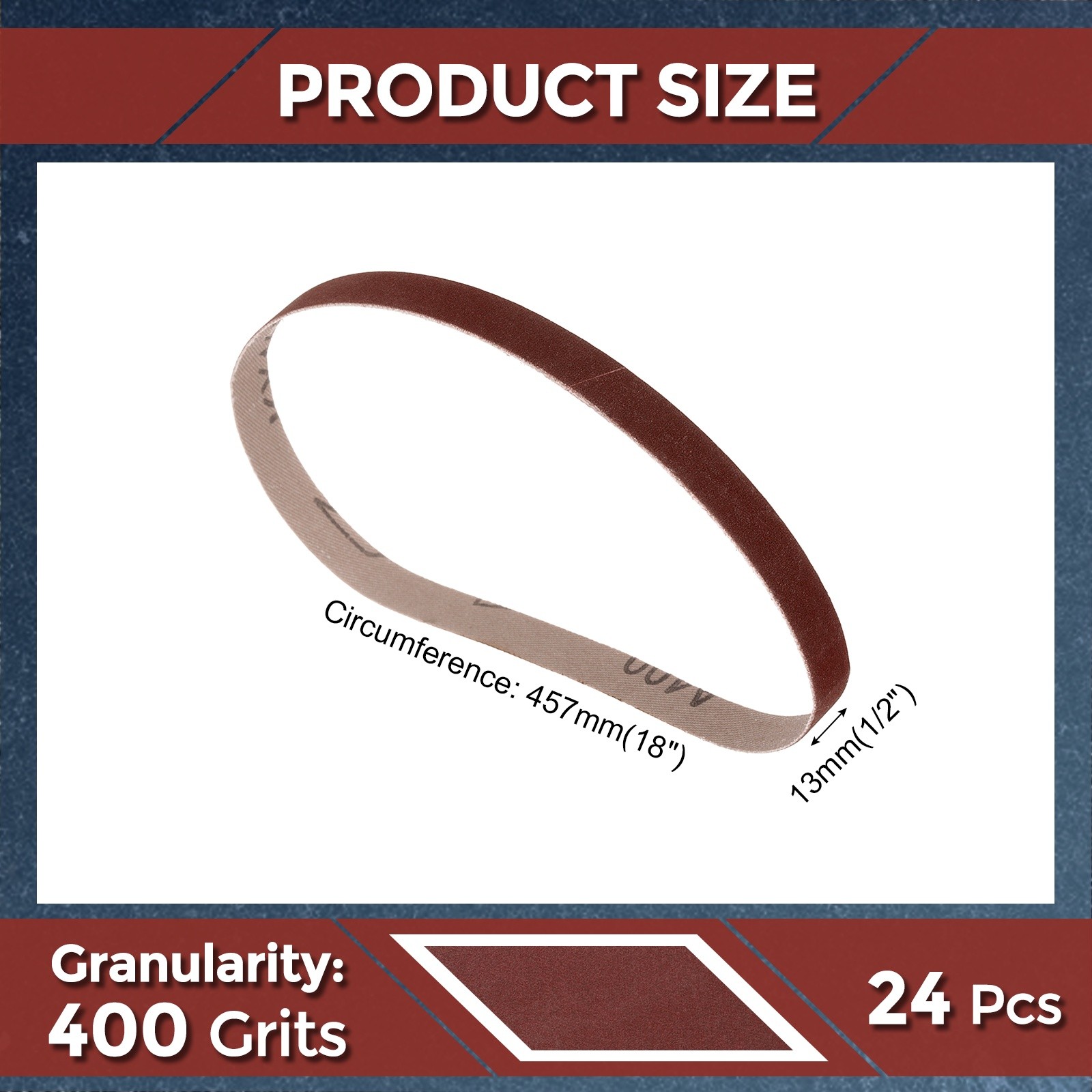 24 Pcs Sanding Belts 1/2 x 18 Inch 400 Grit Aluminum Oxide Abrasive Sandpaper