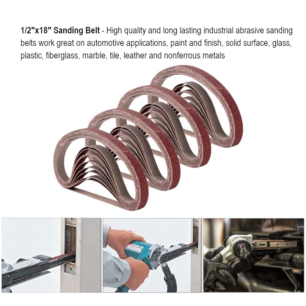 1/2 Inch x 18 Sanding Belts, 4 Each of 60/80/120/180/240 Grits, Belt…