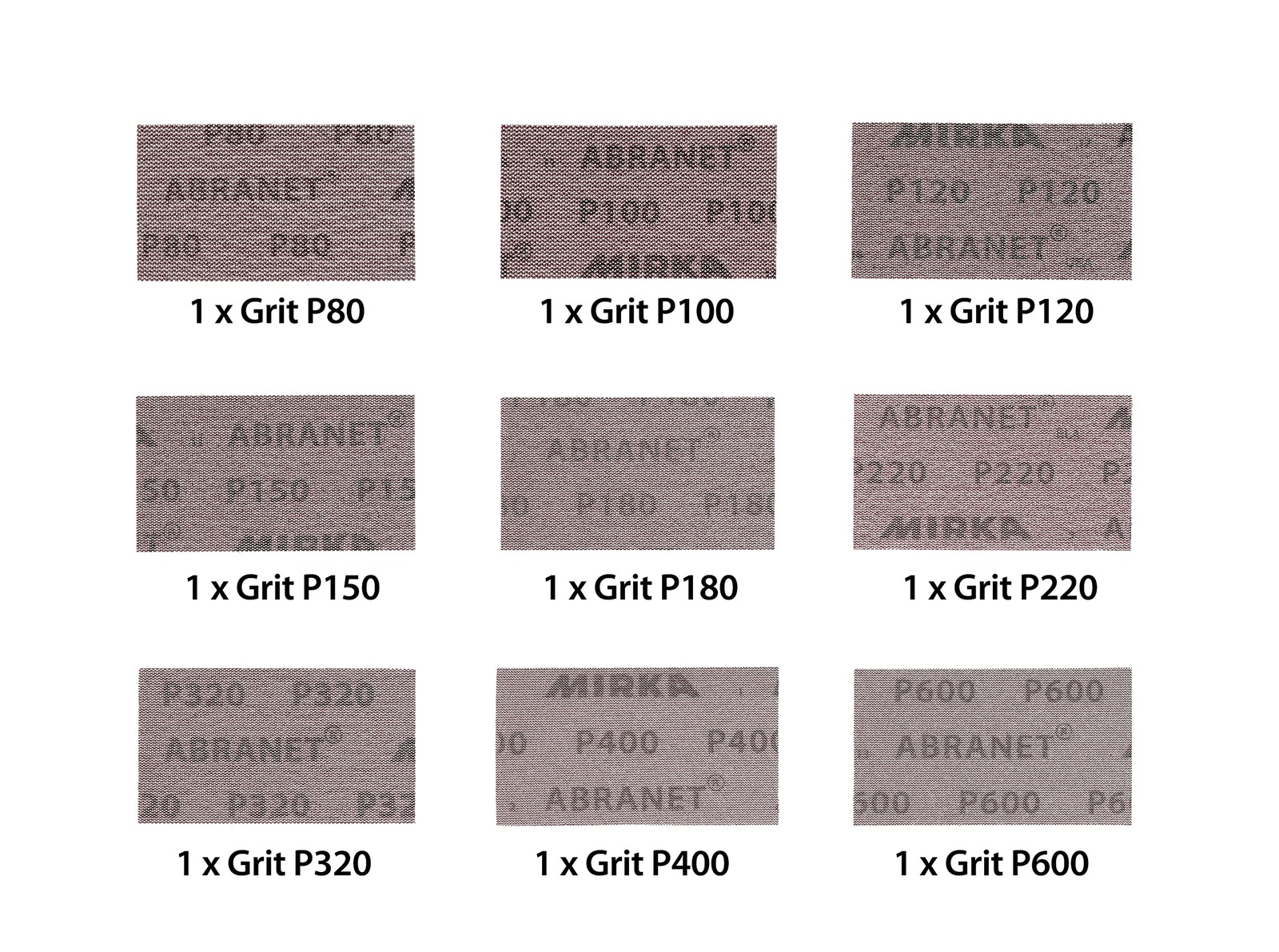 Abranet Net Sheets / 2.75 x 5 inch/Assortment 1 of each Grit 80, 100, 120, 150,