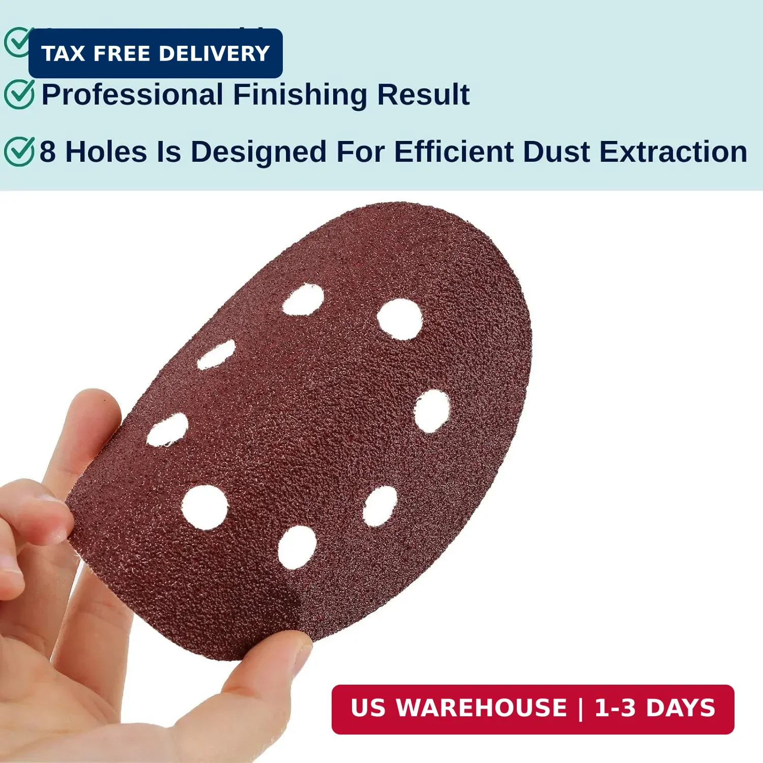 Bates- Sanding Discs 5 Inch 8 Hole, 30 Pack, Assorted Grits 40 80 120 220 320 60