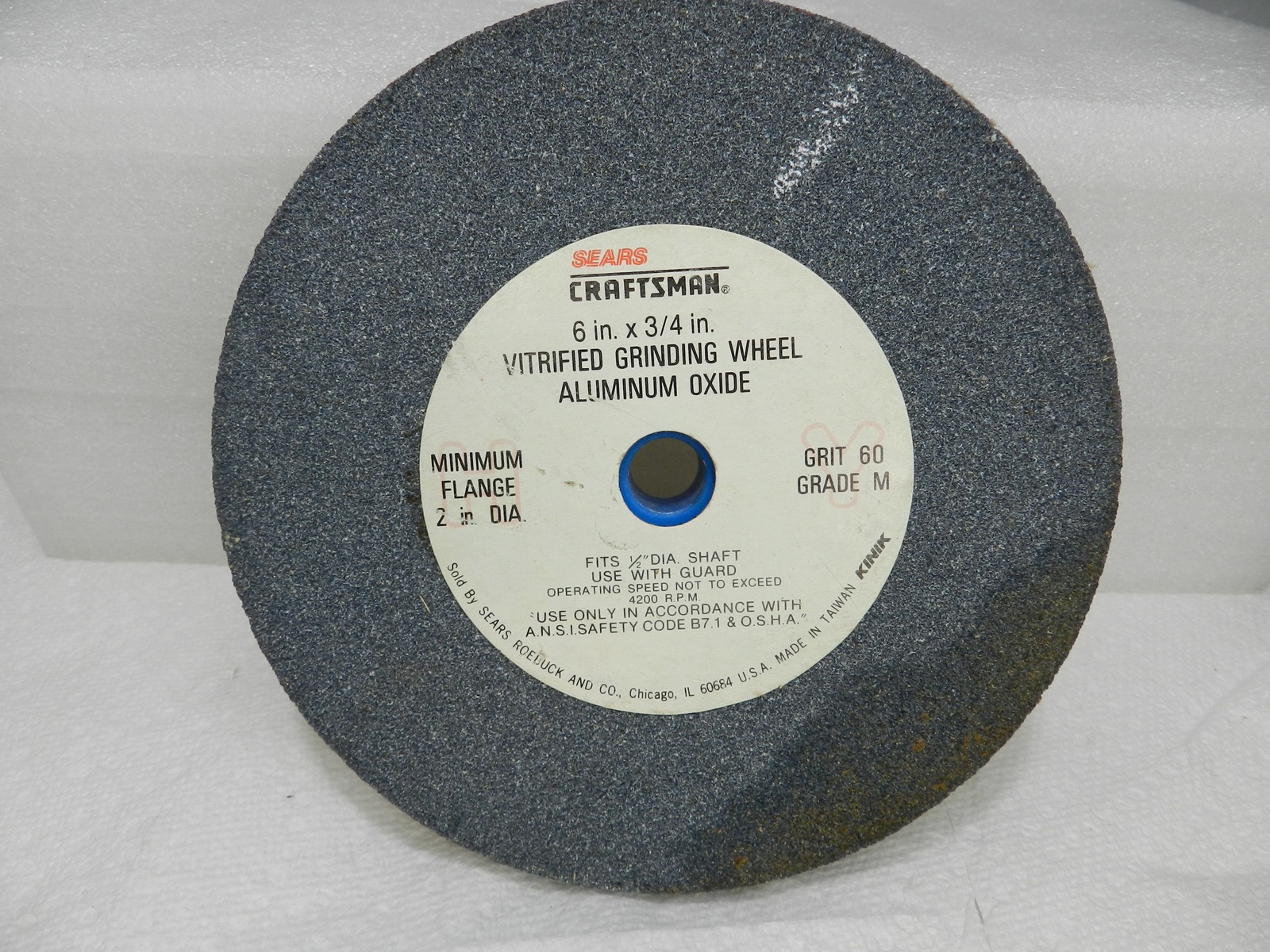 VTG SEARS Craftsman 6”x3/4″ Vitrified Grinding Wheel Aluminum Oxide Grit 60 N36J
