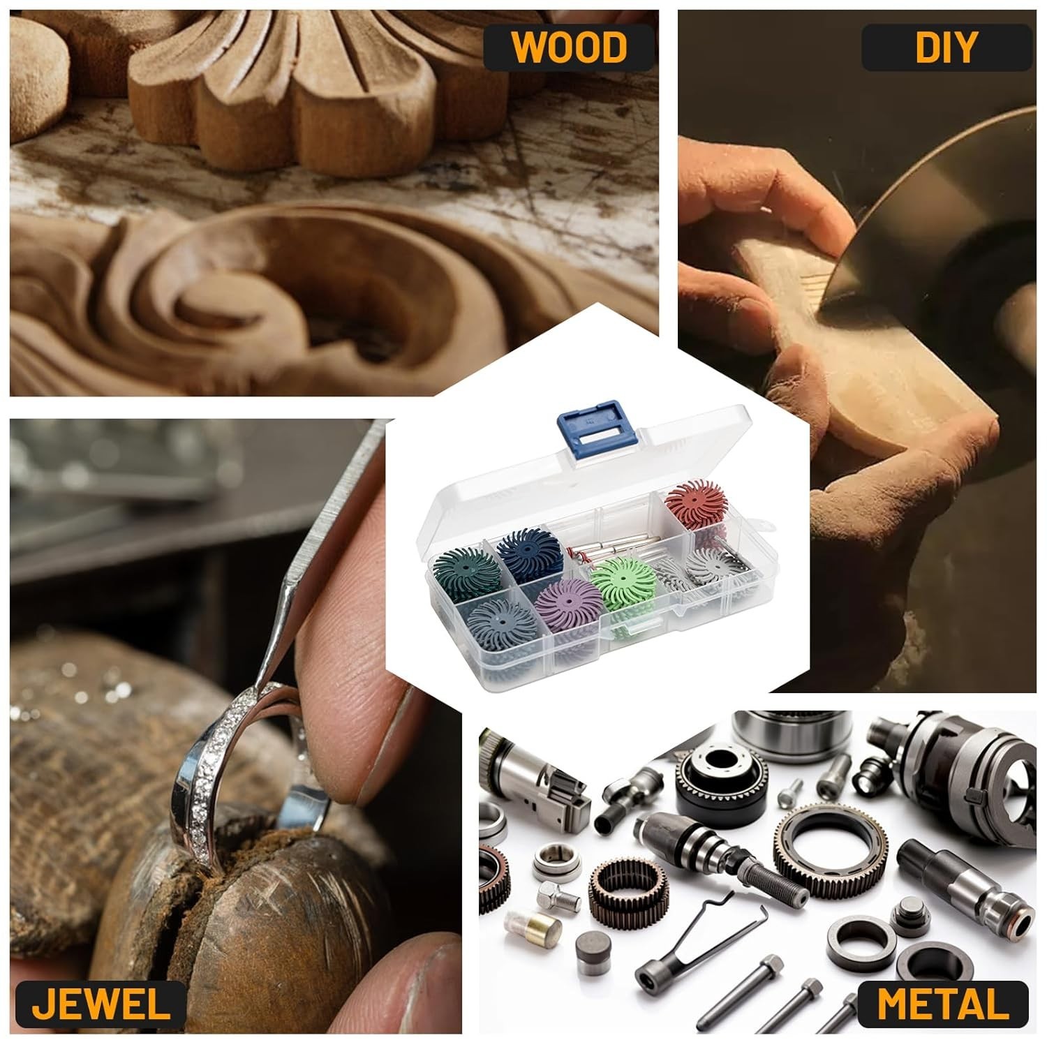 Radial Bristle Disc Kit 76pcs for Metal Wood Jewelry Polishing Abrasive Brush