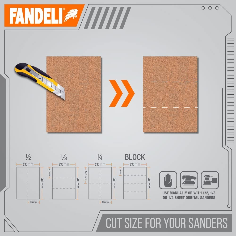 Durable Sanding Paper 25 Sheets for Wood Metal Plastic Projects Assorted Grits