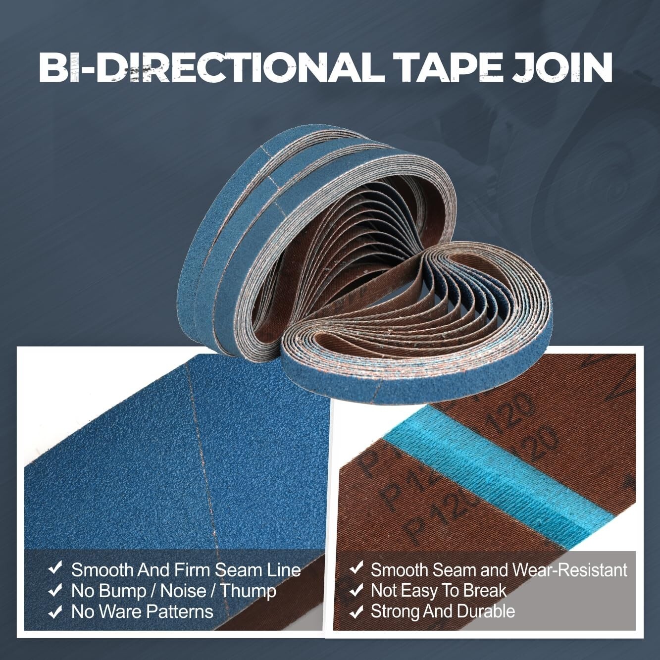 3/8 x 13 Inch Zirconia Sanding Belts 40Pcs 10 Each of 40/60/80/120 Assorted Grit