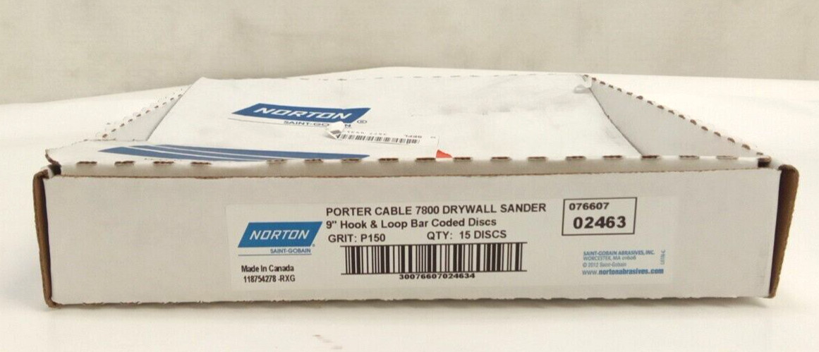 Norton 02462 For Porter Cable 7800 9″ Hook & Loop Bar Coded Discs P150 15 pk