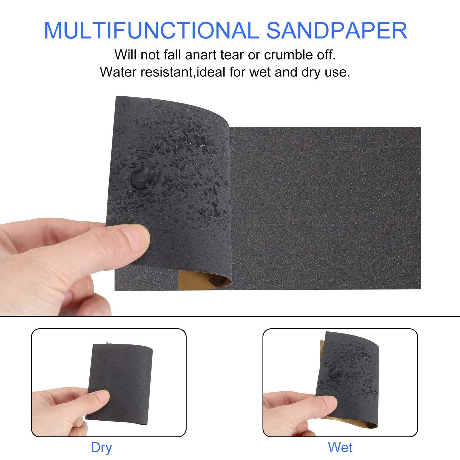 Abrasive Dry Wet Waterproof Sandpaper Sheets Assorted Grit Of 400/600/ 800/1000/