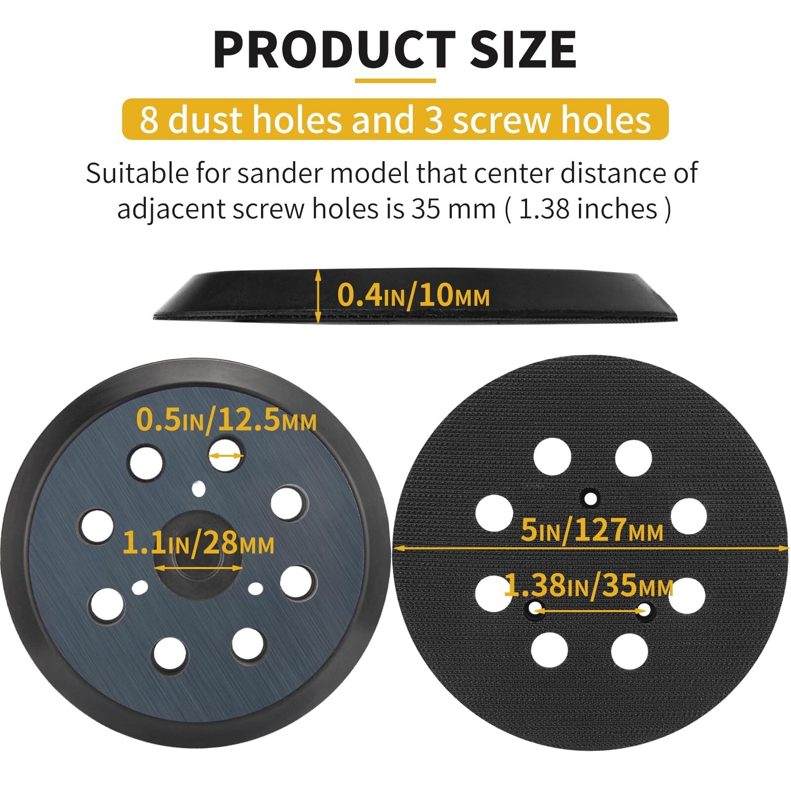 2 Pack 5″ 8 Hole Hook & Loop Replacement Sander Pads Compatible with Makita O…