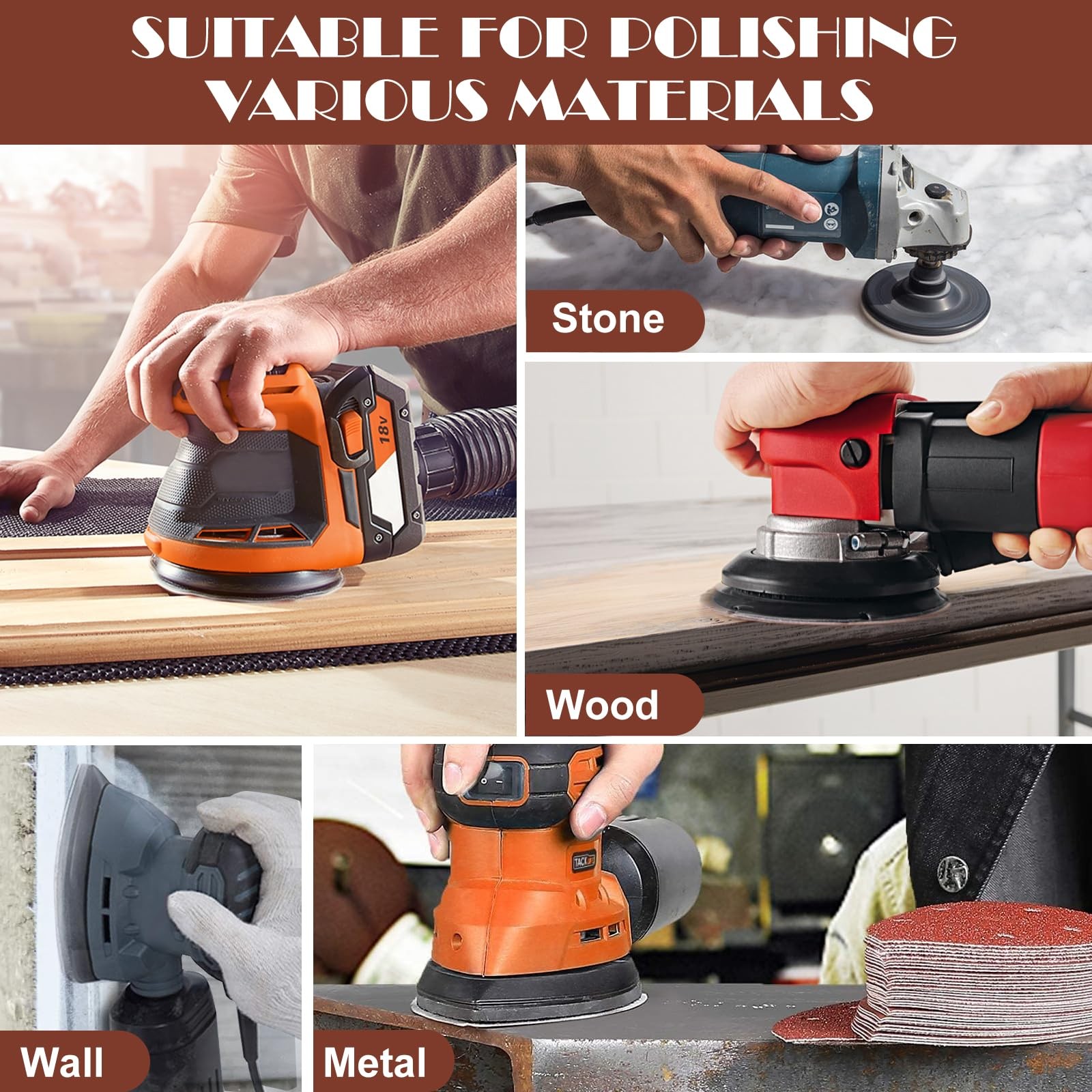400 Grit Mouse Sander Sandpaper, Jamiikury 5 Hole Detail 400 Grit, Red