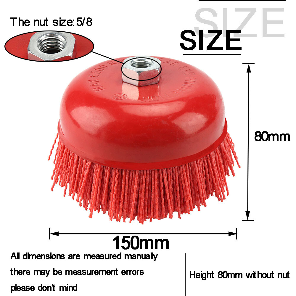 150mmCup Nylon Abrasive Brush Wheel Pile Polymer-abrasive For Angle Grinder Tool