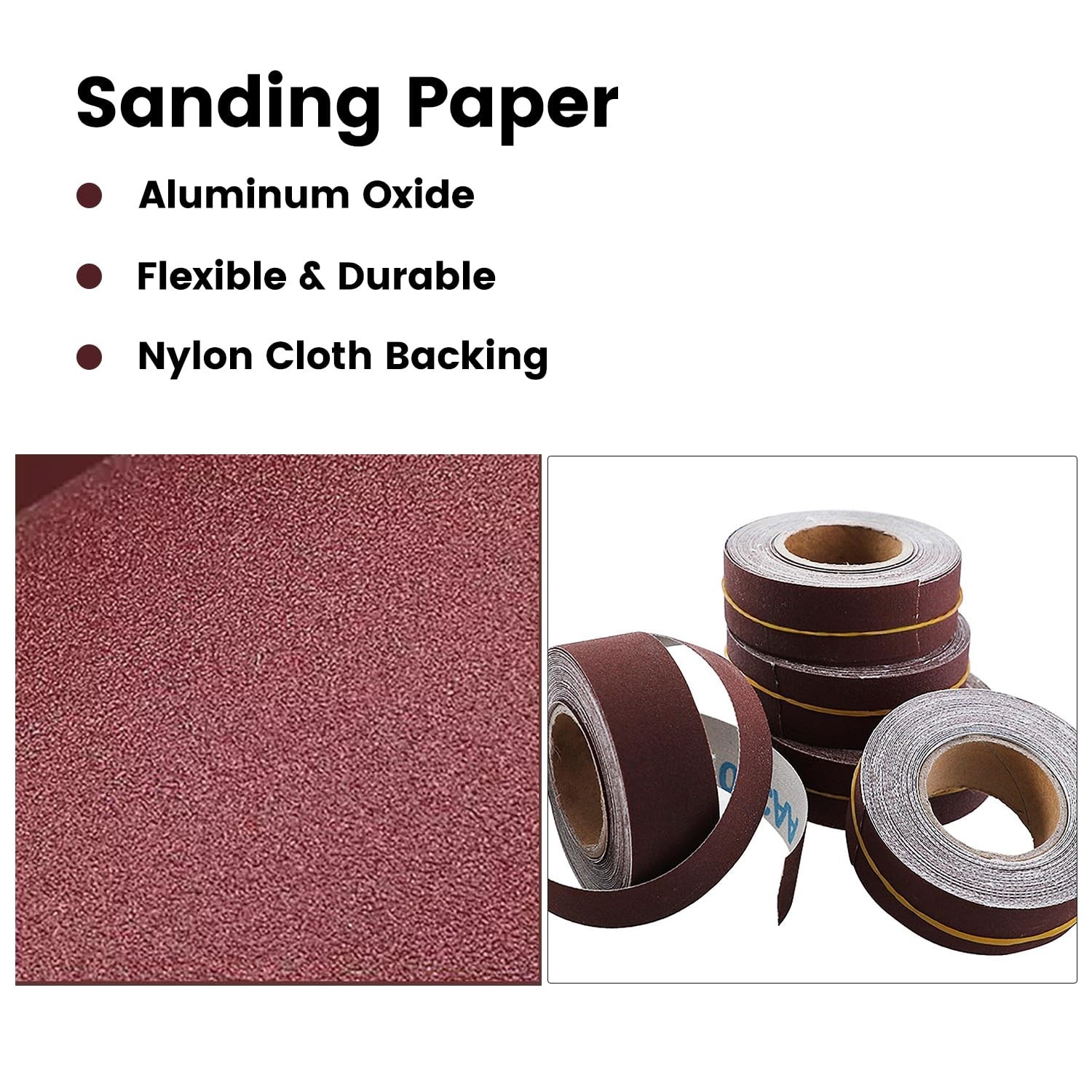 6 Grit Sandpaper Roll – 1” x 20FT Emery Cloth with Easy Dispenser for Crafts