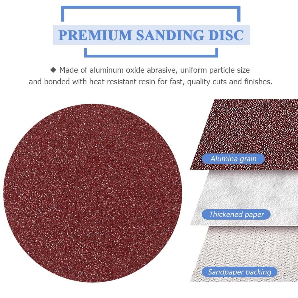 2 Inch Hook and Loop Sanding Disc No-hole 100PCS 40-3000 Grit Orbital Sander Pad