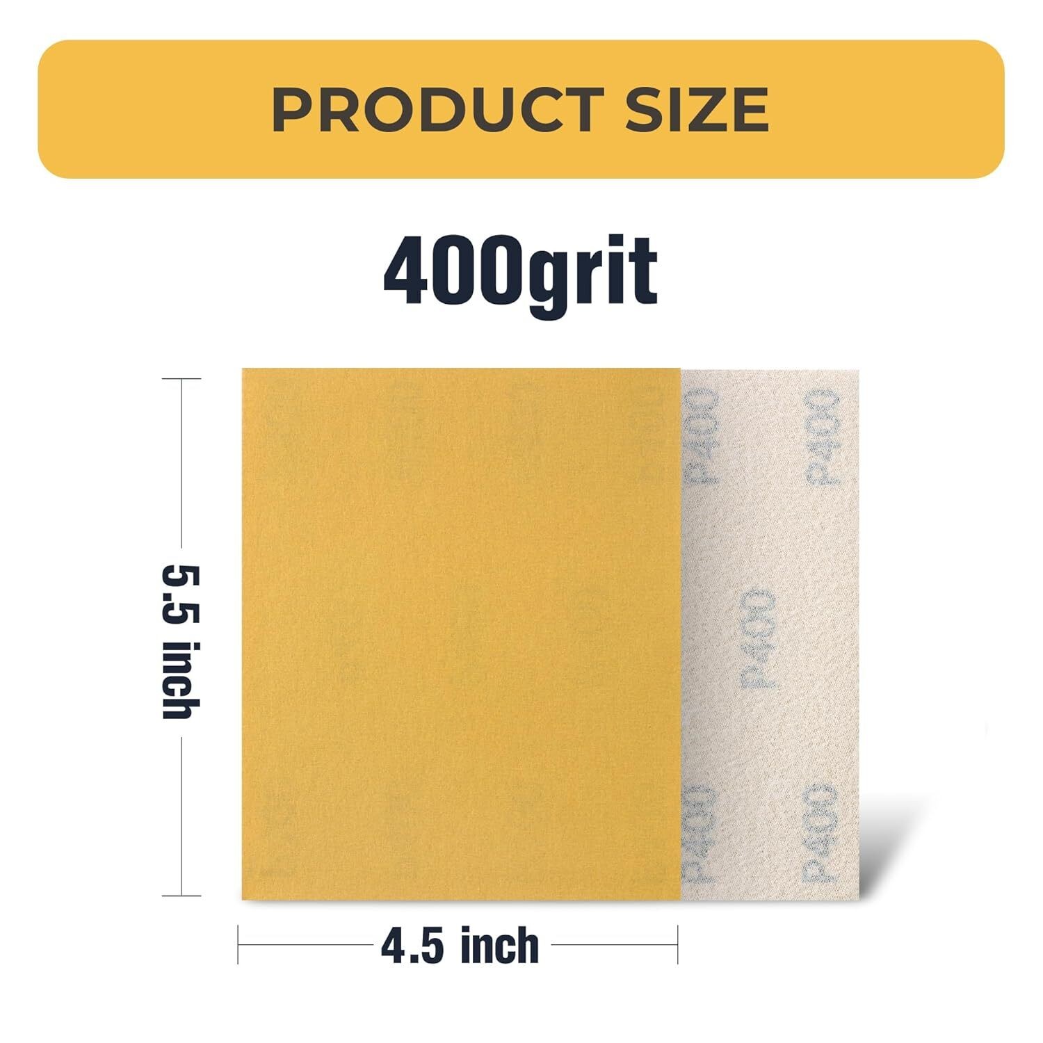 100PCS 4.5X5.5In(115X140mm)400Grit Gold Sanding paper Sheets For Car&Wood&Metal