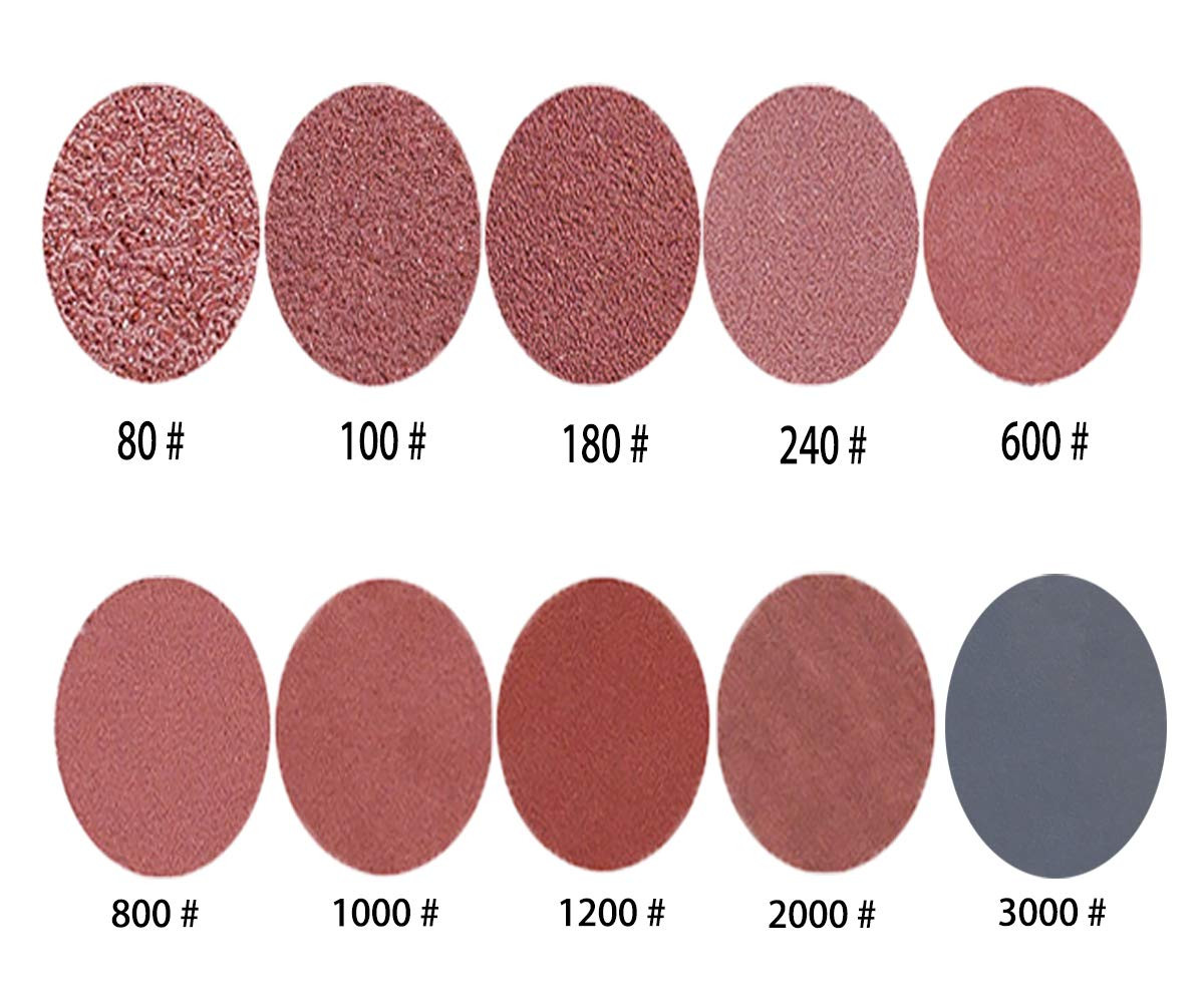 100 Pieces 2 Inch Sanding Discs, 80-3000 Grit Sandpaper with 1/4″ Shank Backing