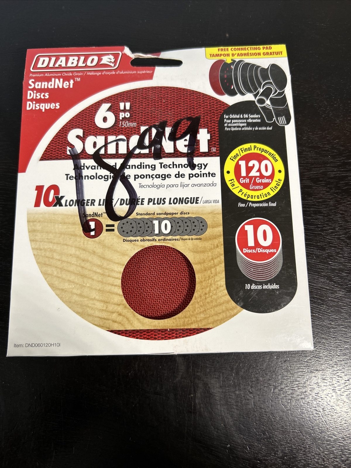 DIABLO 6″ 120 GRIT SANDNET DISCS WITH CONNECTION PAD DND060120H1OI Pack of 10