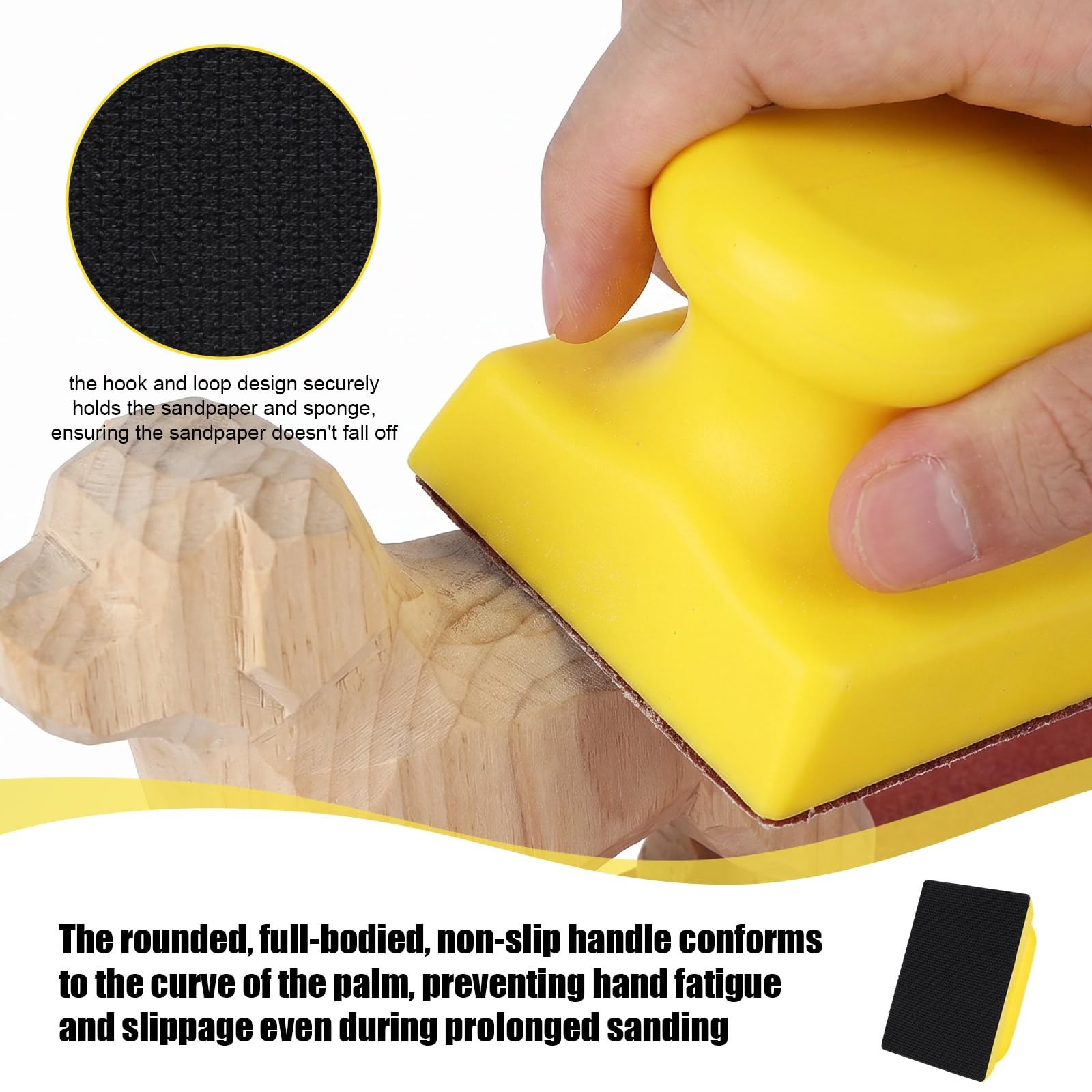 Hook and Loop Hand Sanding Block, 9.5×6.6cm/3.74×2.6in Manual Sanding Pad San…