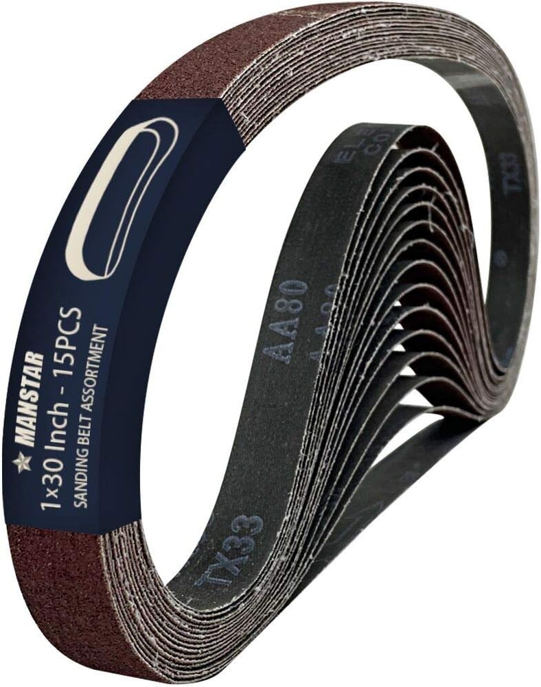 High-Performance 15 Pcs Sanding Belts – 1×30 inch with 80/120/150/240/400 Grits
