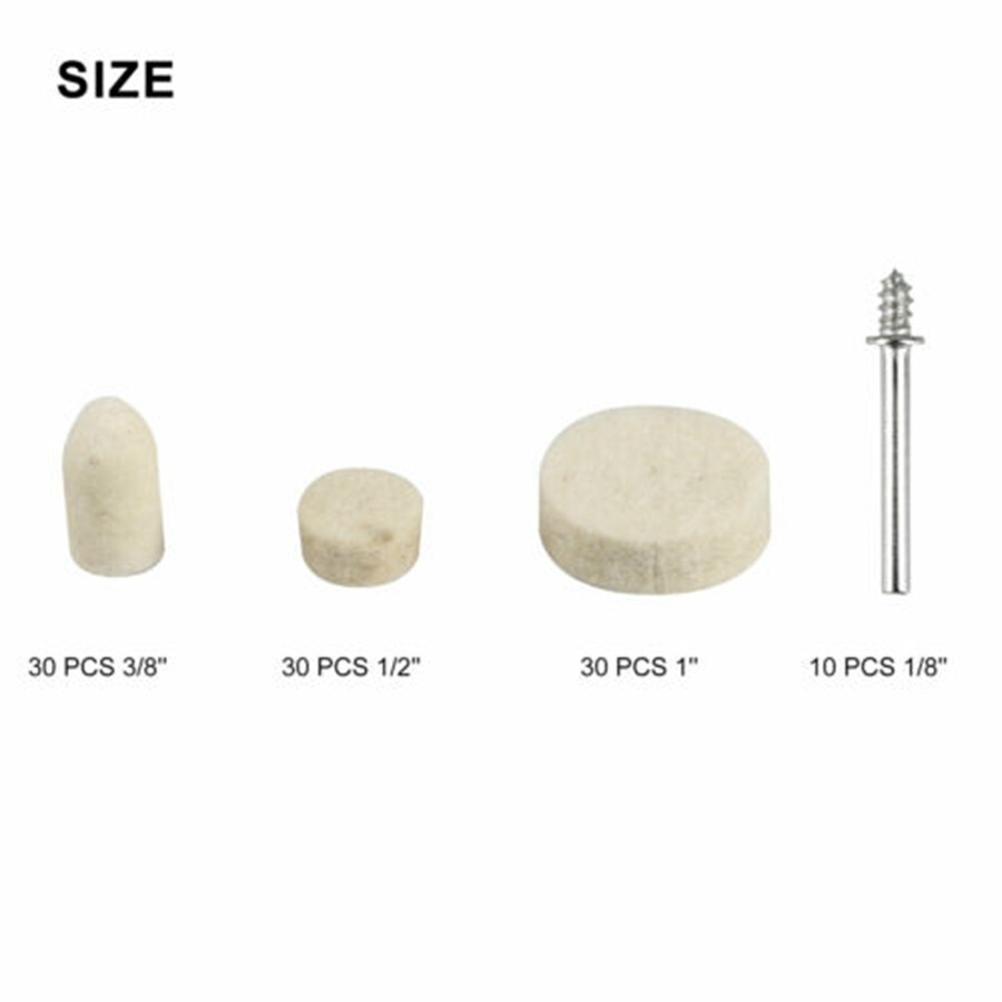 100 Pcs Wool Felt Buffing Polishing Pad Wheel Cone Tips For Grinder Dremel A972