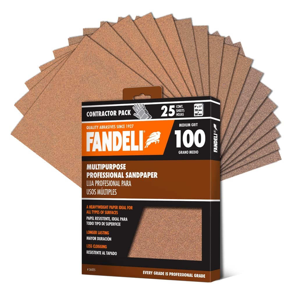 | Multi-Purpose Sandpaper | 100 Grit | 25 Sheets of 9” x 11” | Ideal for Sa…